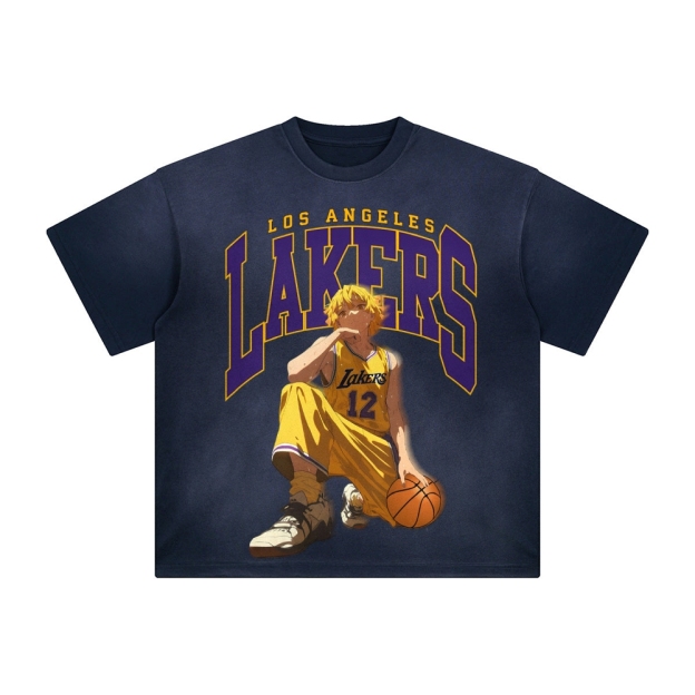 Unisex Vintage Tee丨 Lakers X Demon Slayer Tee