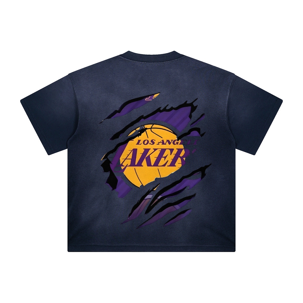 Unisex Vintage Tee丨 Lakers X Demon Slayer Tee