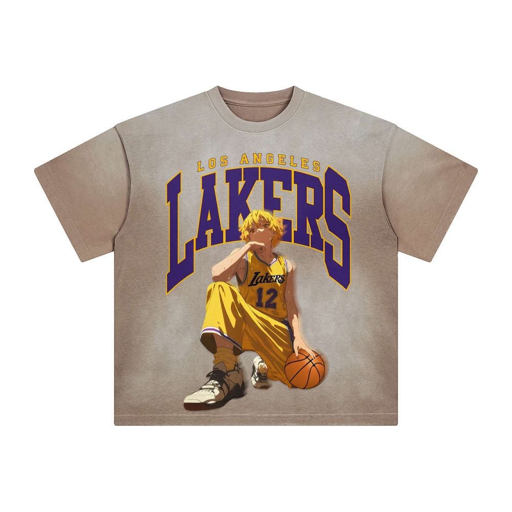 Unisex Vintage Tee丨 Lakers X Demon Slayer Tee