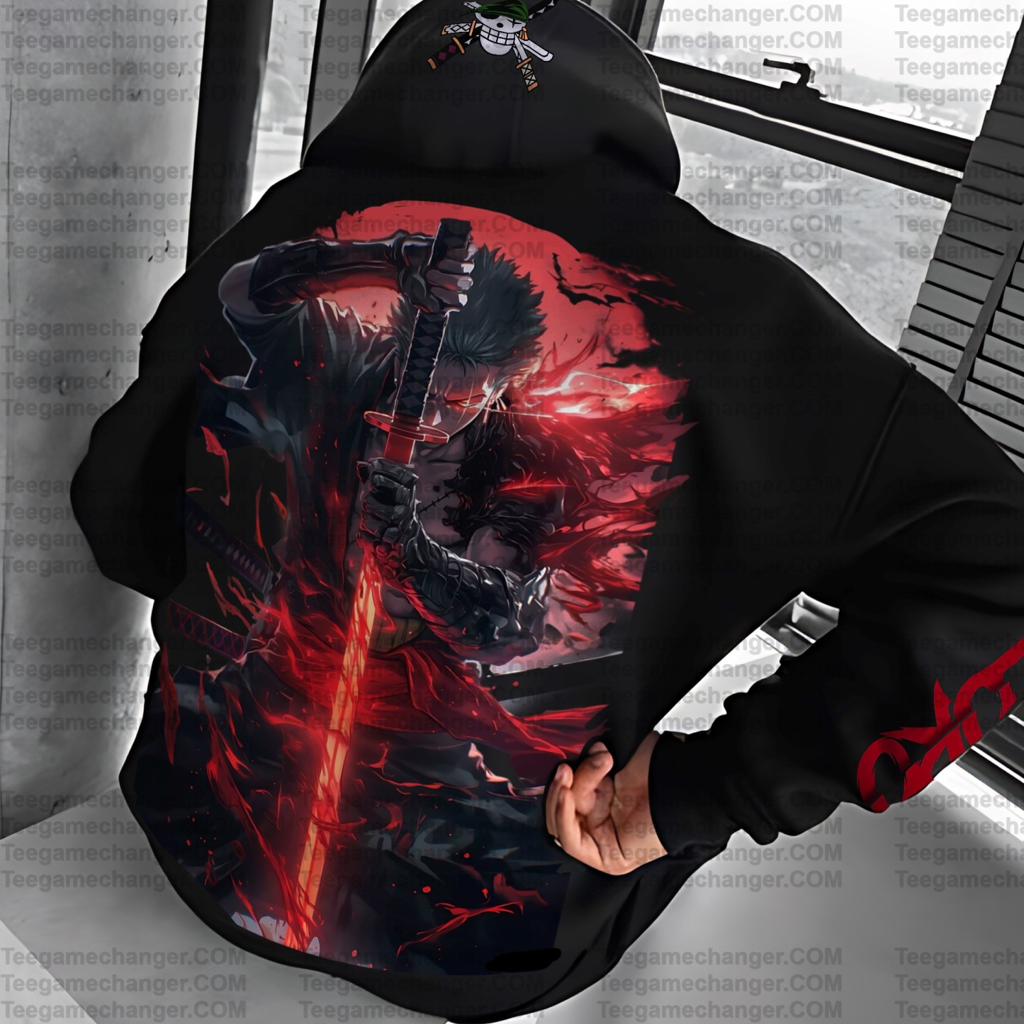 Unisex Anime Print Embroidered Casual Oversized Hoodie