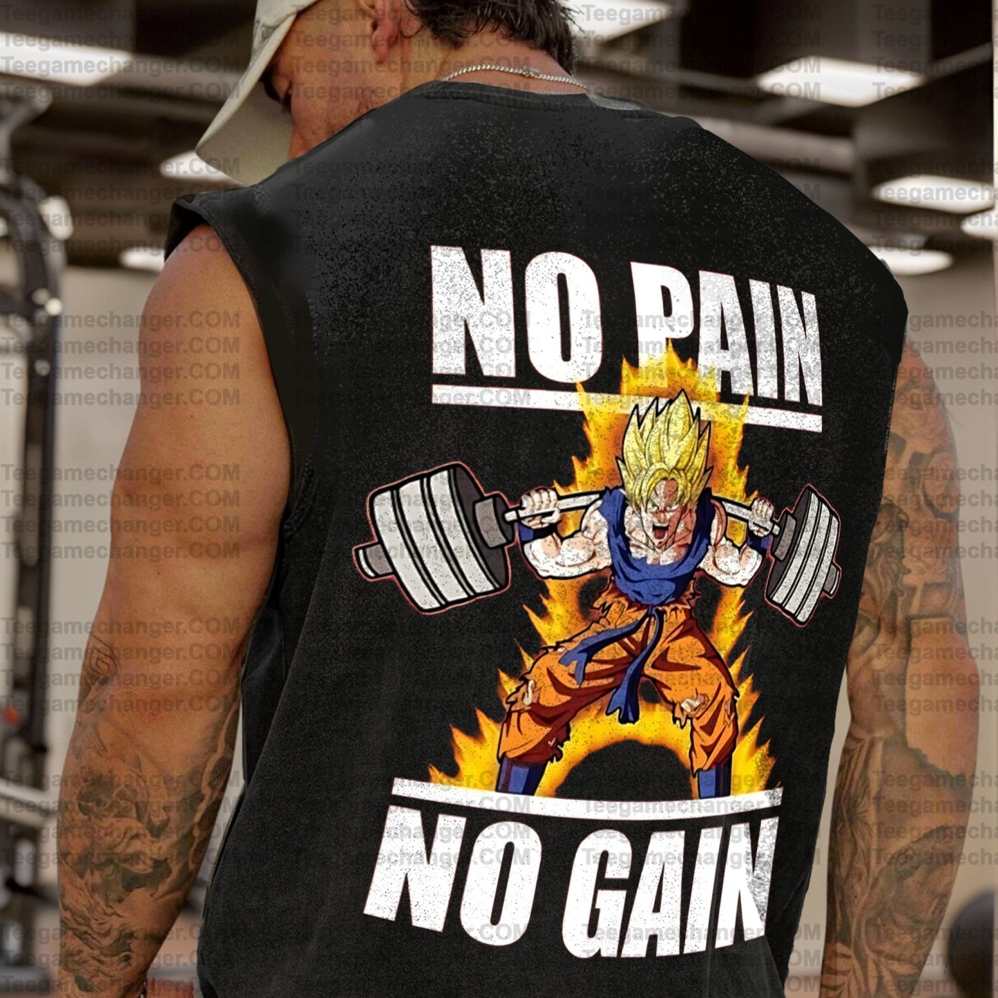 Oversized Anime Print Gym Tank Top