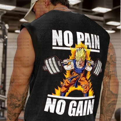 Oversized Anime Print Gym Tank Top
