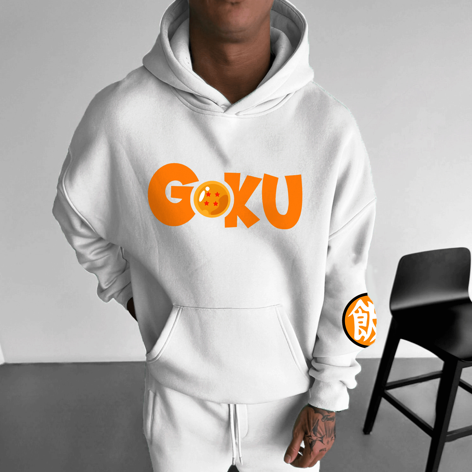 Unisex Anime Print Embroidered Casual Oversized Hoodie