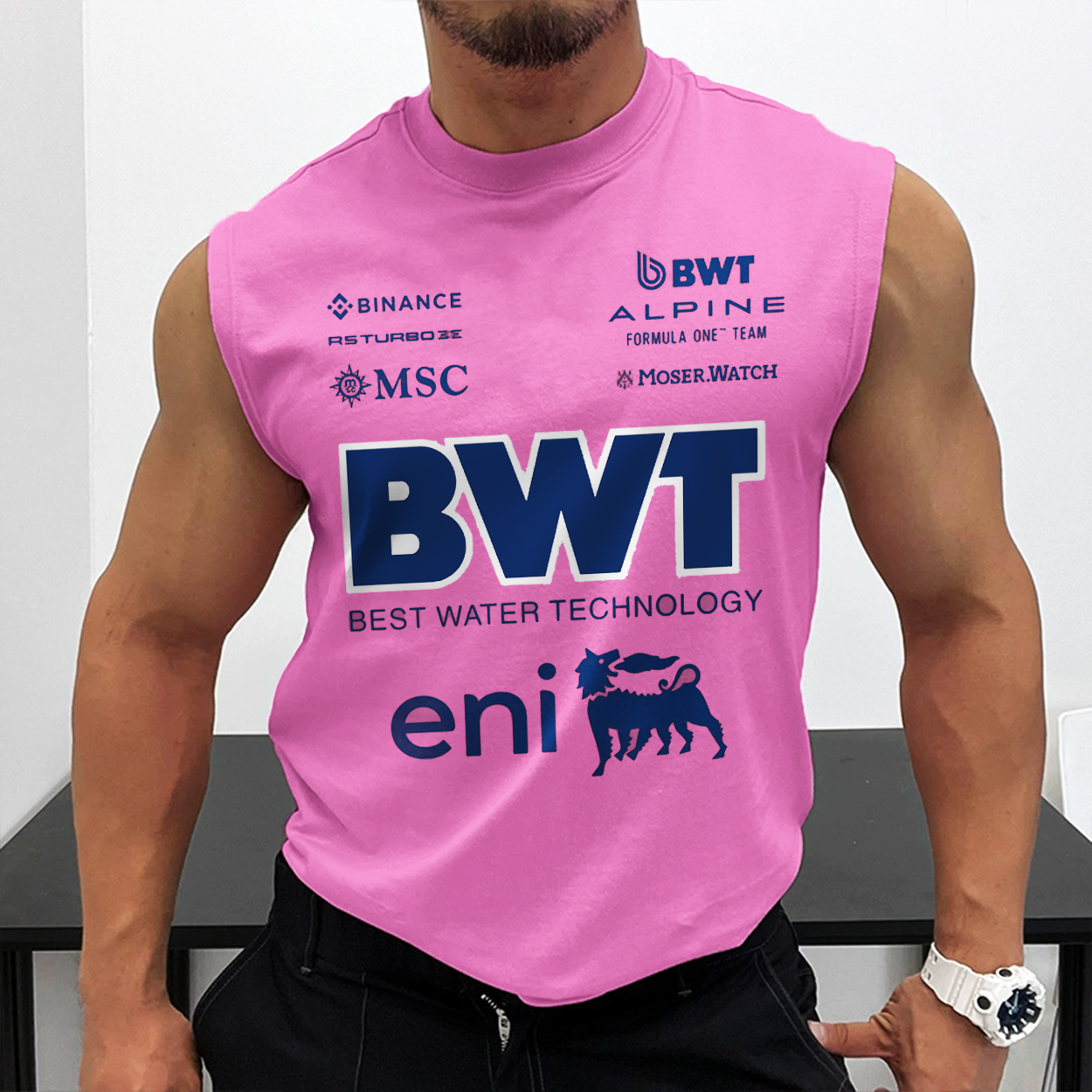 Mens Racing Club Team Fitness Sleeveless Tank