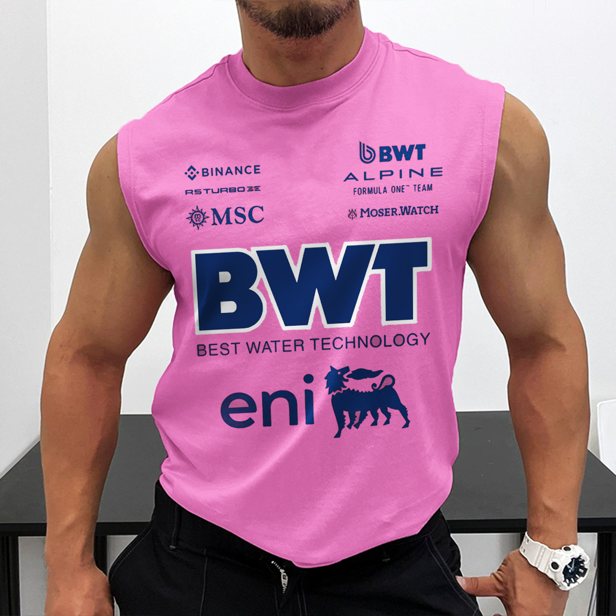 Mens Racing Club Team Fitness Sleeveless Tank