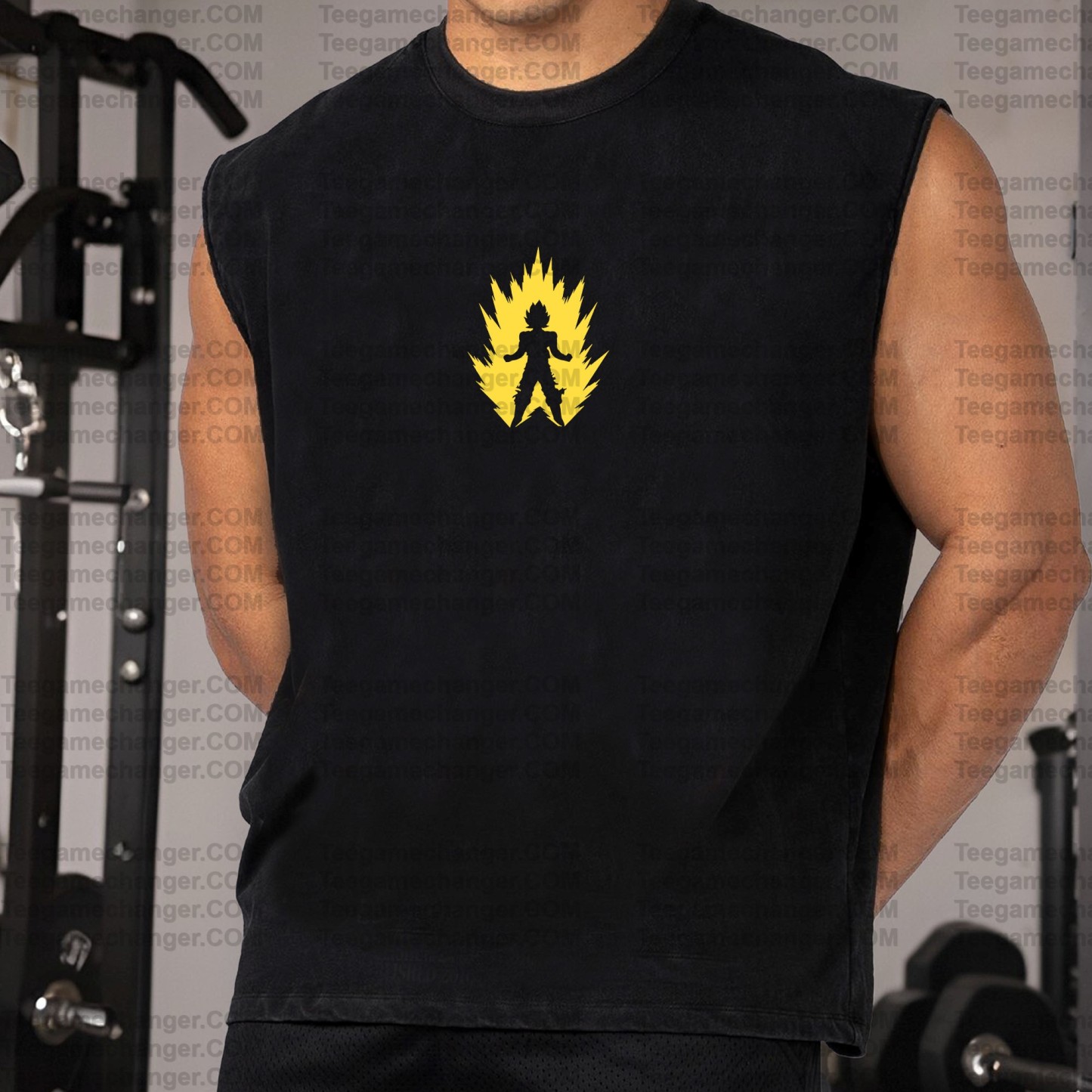 Oversized Anime Print Gym Tank Top