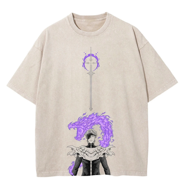 Vintage Washed Tee丨BLEACH】 Character Series "Aizen Sousuke" Graphic Print Washed T-shirt