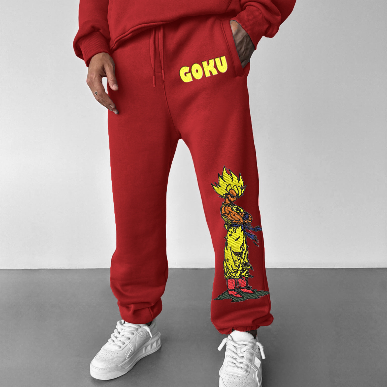 Unisex Anime Print Embroidered Sweatpants Casual Pants