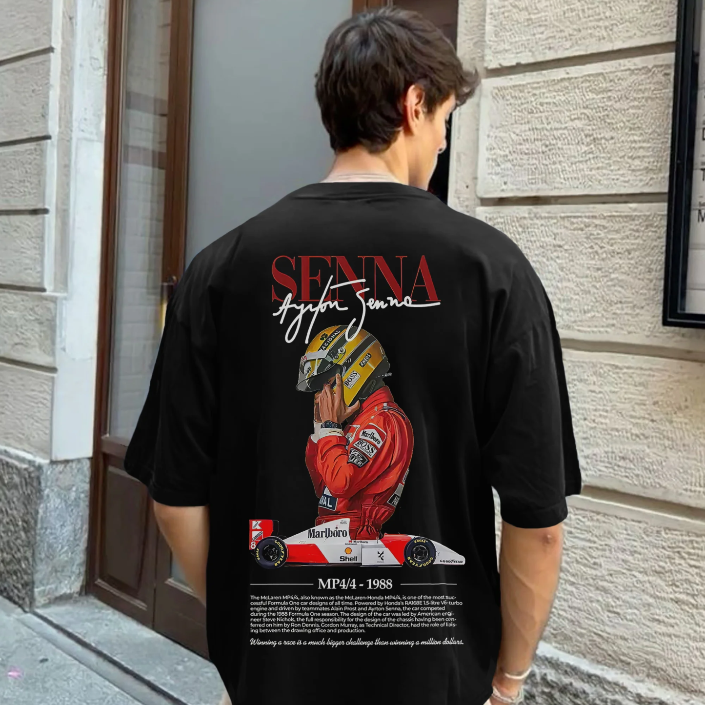 Casual Retro Street Car Printed Short Sleeve Crew Neck T-Shirt 105