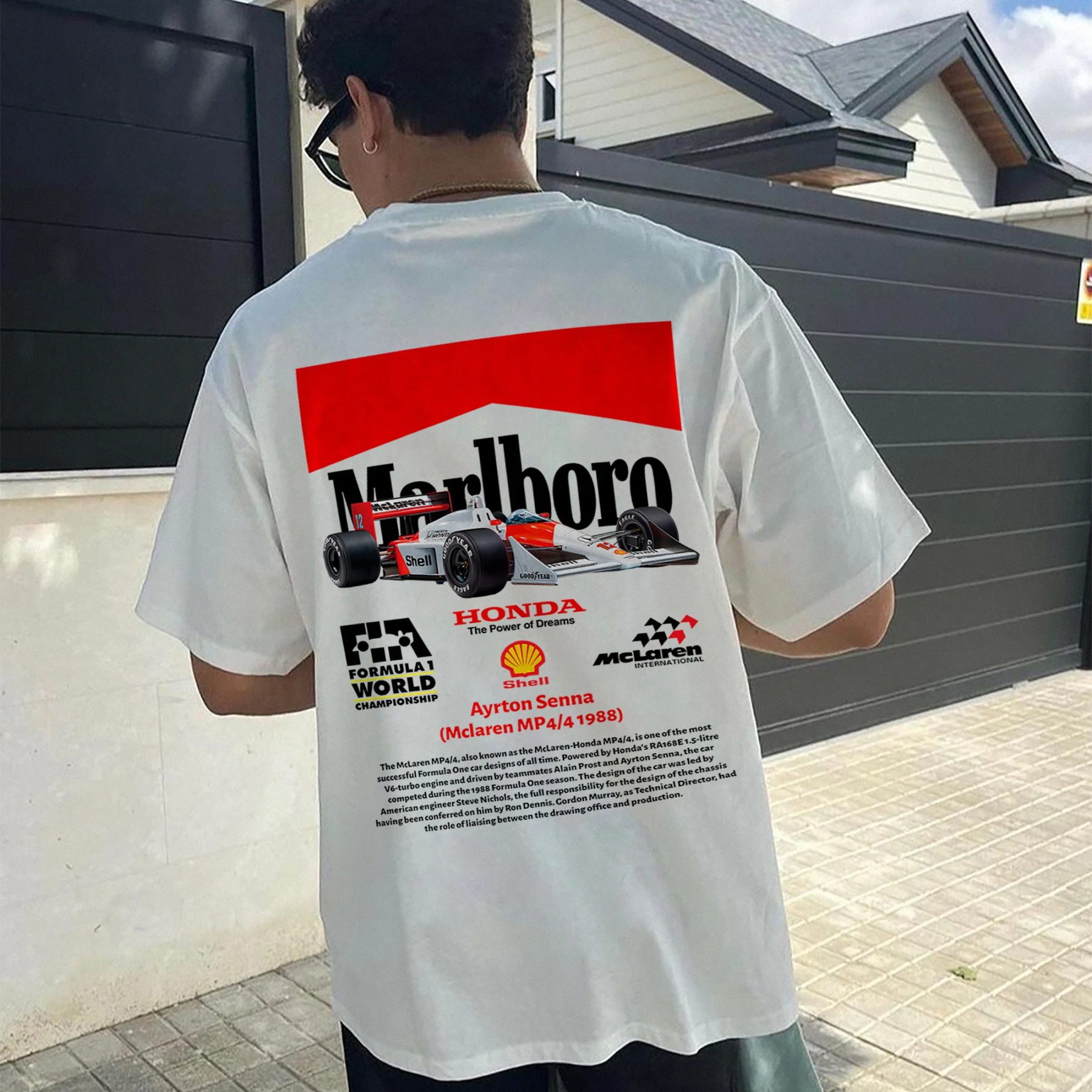 Casual Retro Street Car Printed Short Sleeve Crew Neck T-Shirt 229