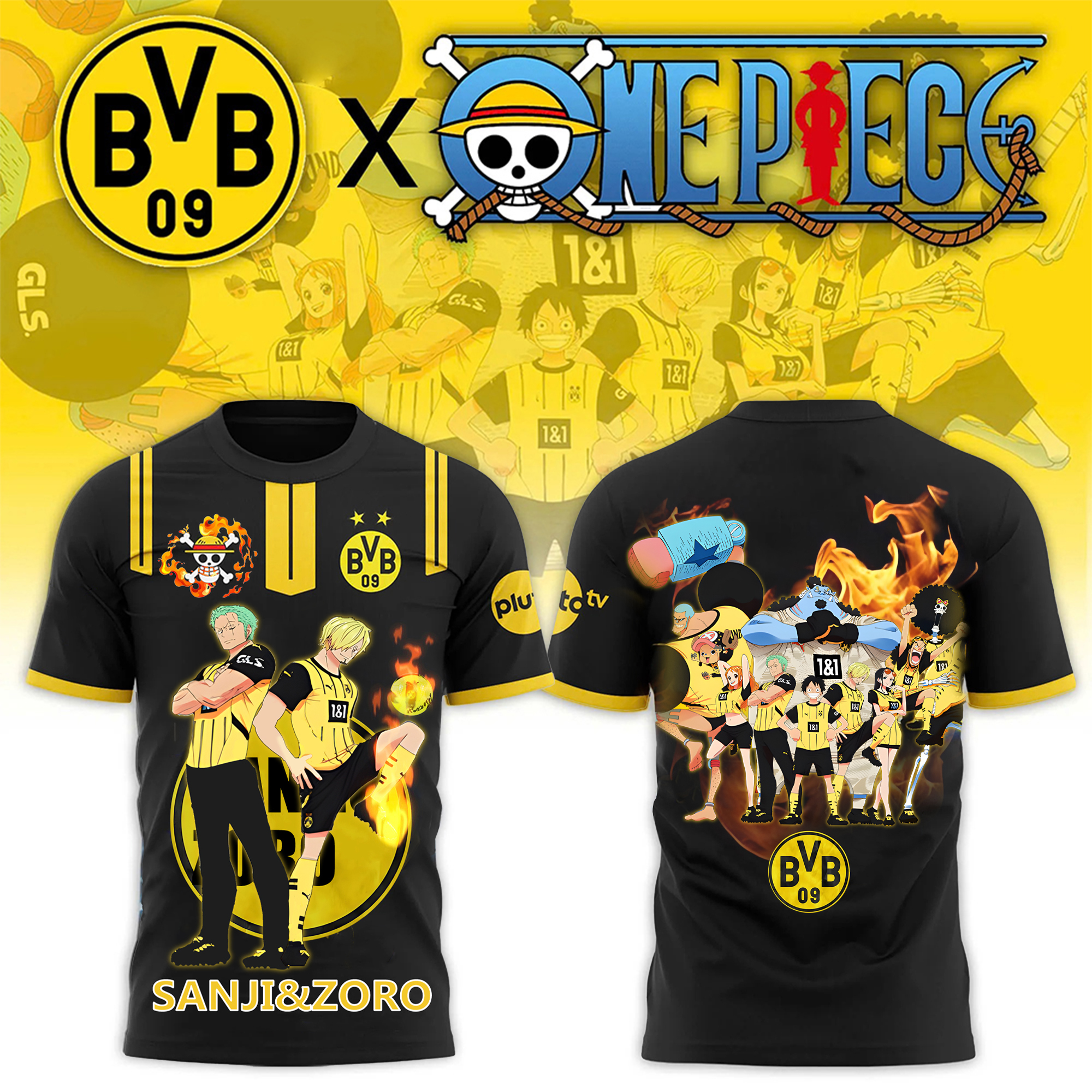 Unisex Vintage T-shirt | Borussia Dortmund x One Piece