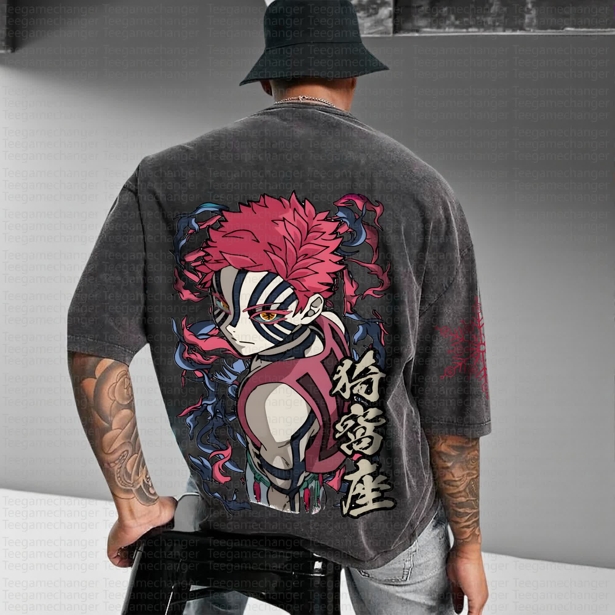 Unisex Anime Inspired Vintage Washed T-Shirt丨Demon Slayer