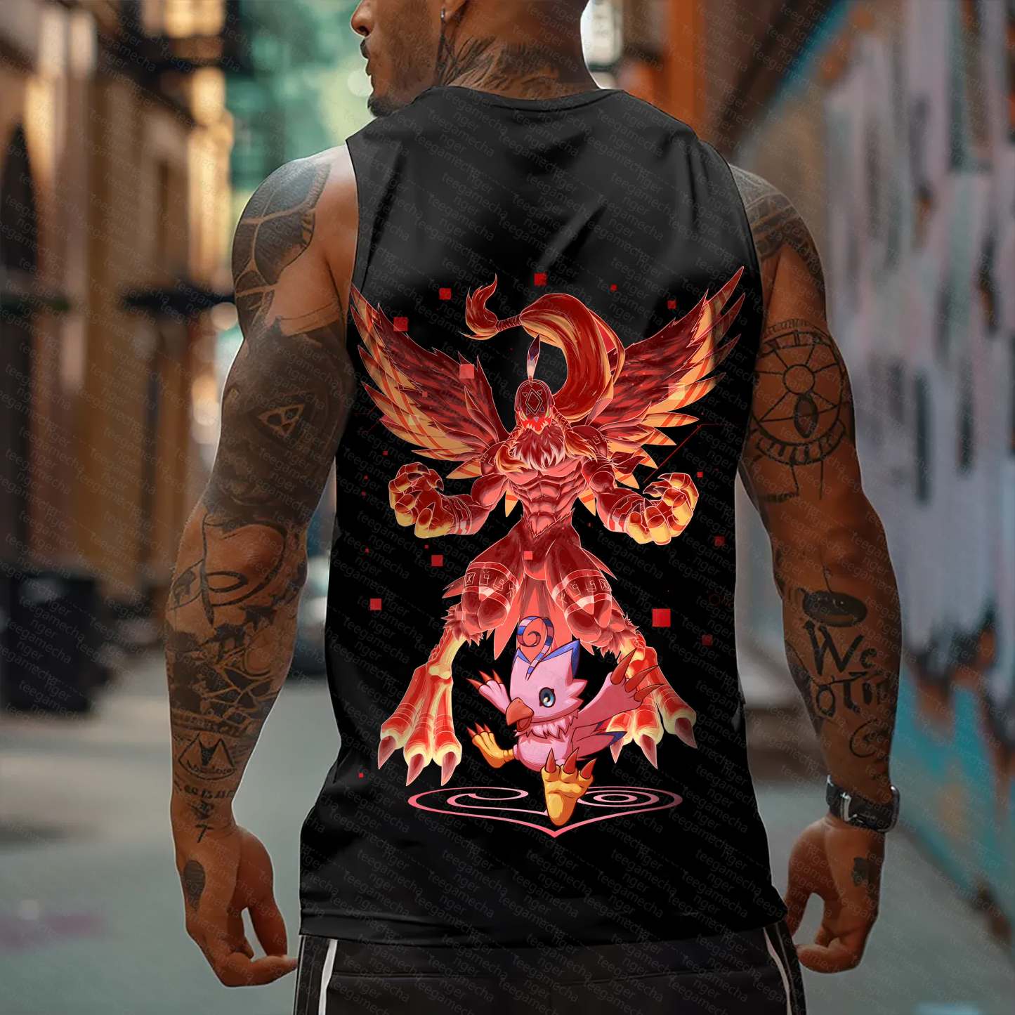 Oversized Anime Print Gym Tank Top