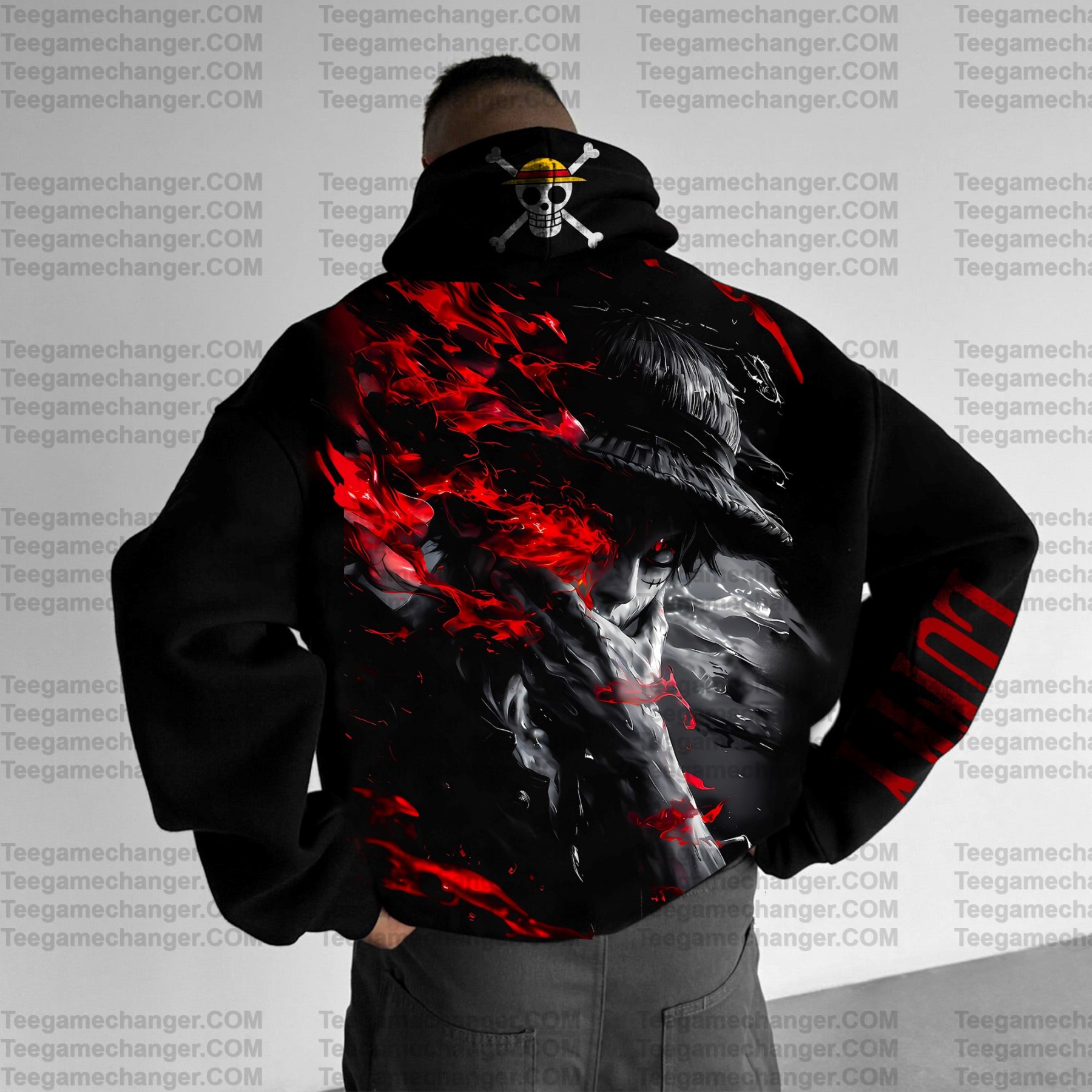 Unisex Anime Print Embroidered Casual Oversized Hoodie