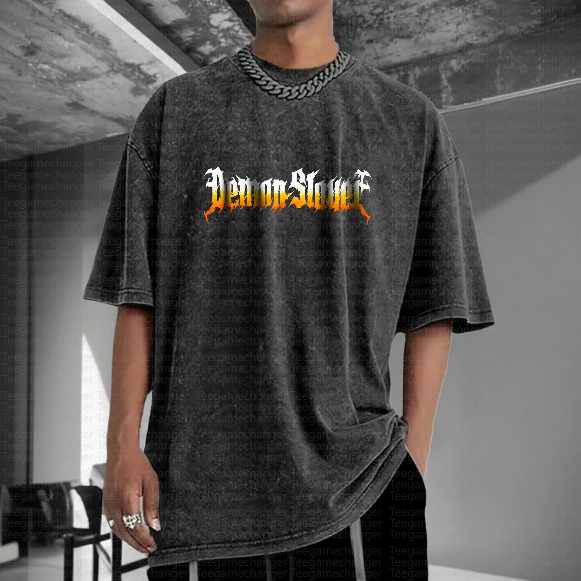 Unisex Anime Inspired Vintage Washed T-Shirt丨Demon Slayer