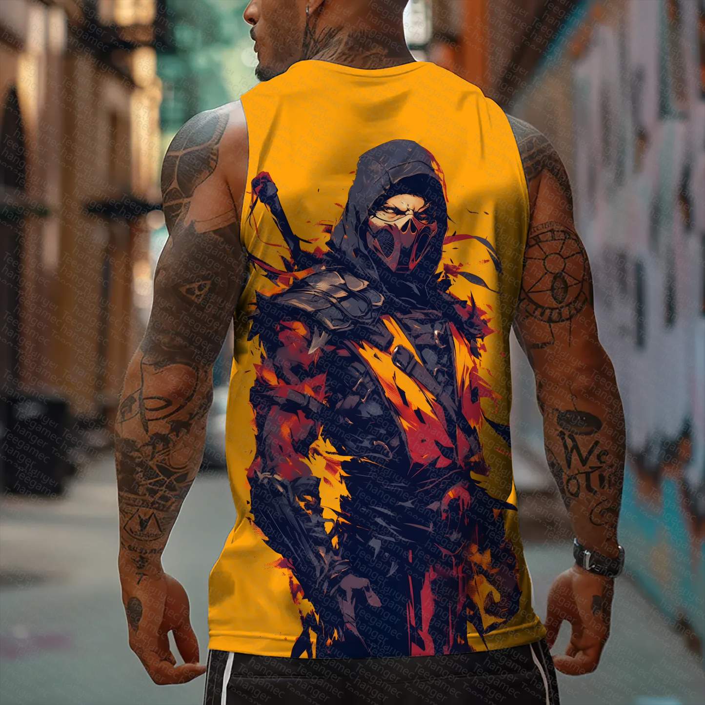 Oversized Anime Print Gym Tank Top