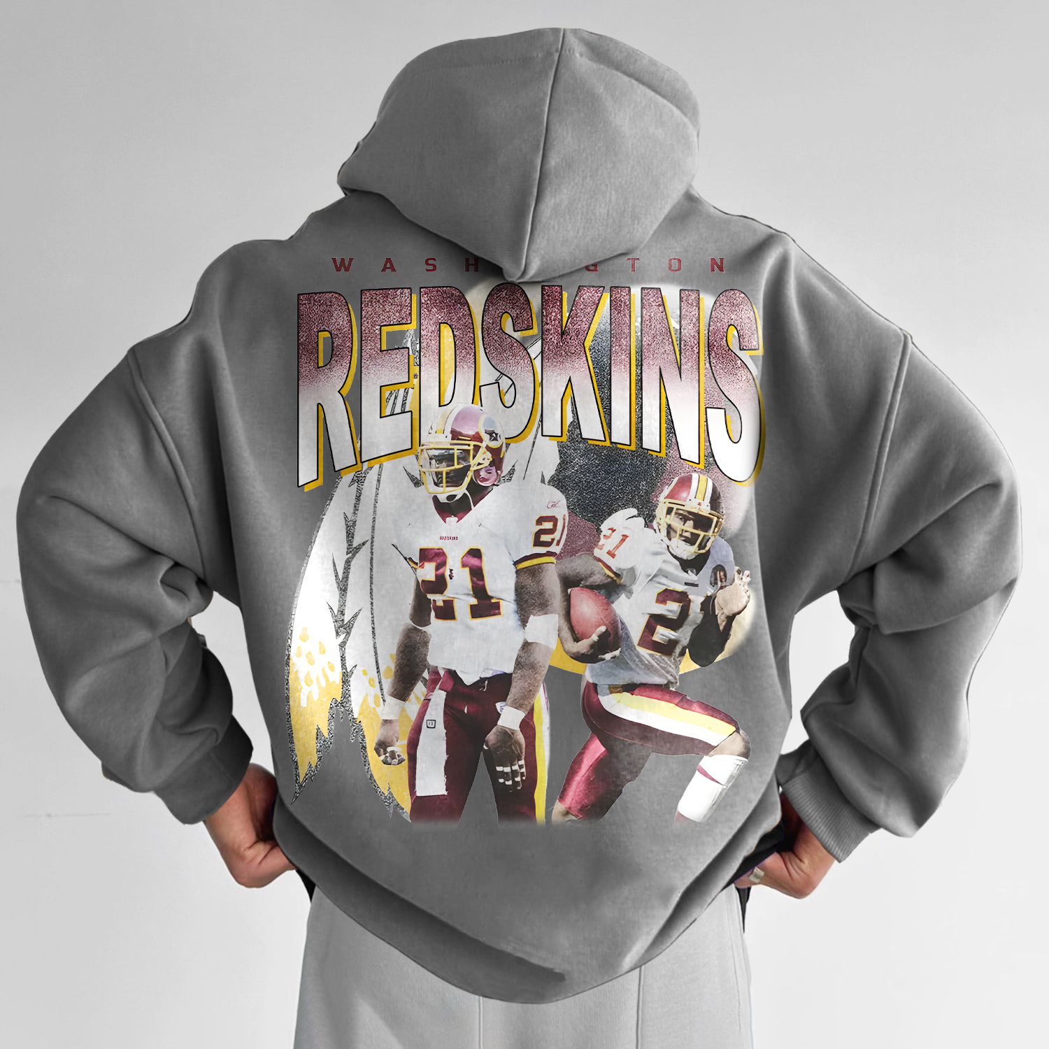 Retro Casual Rugby Character Print Hoodie