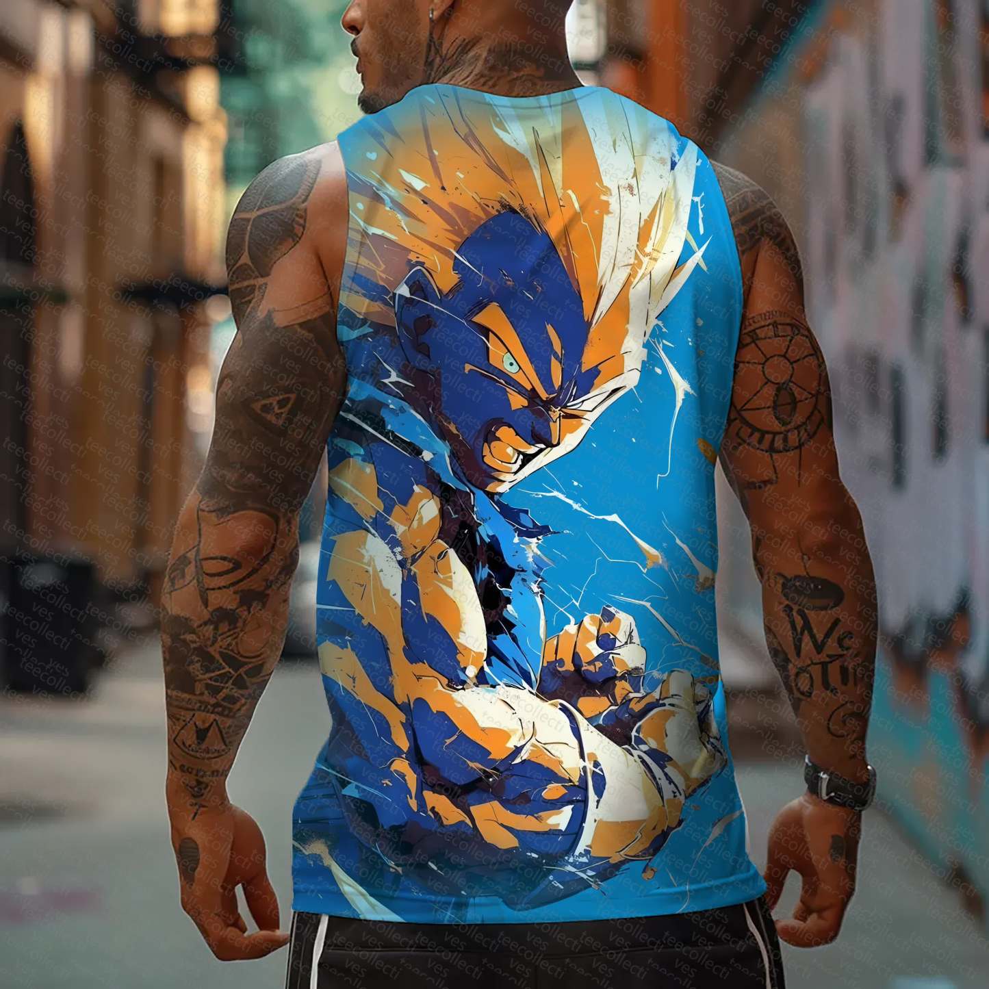 Oversized Anime Print Gym Tank Top