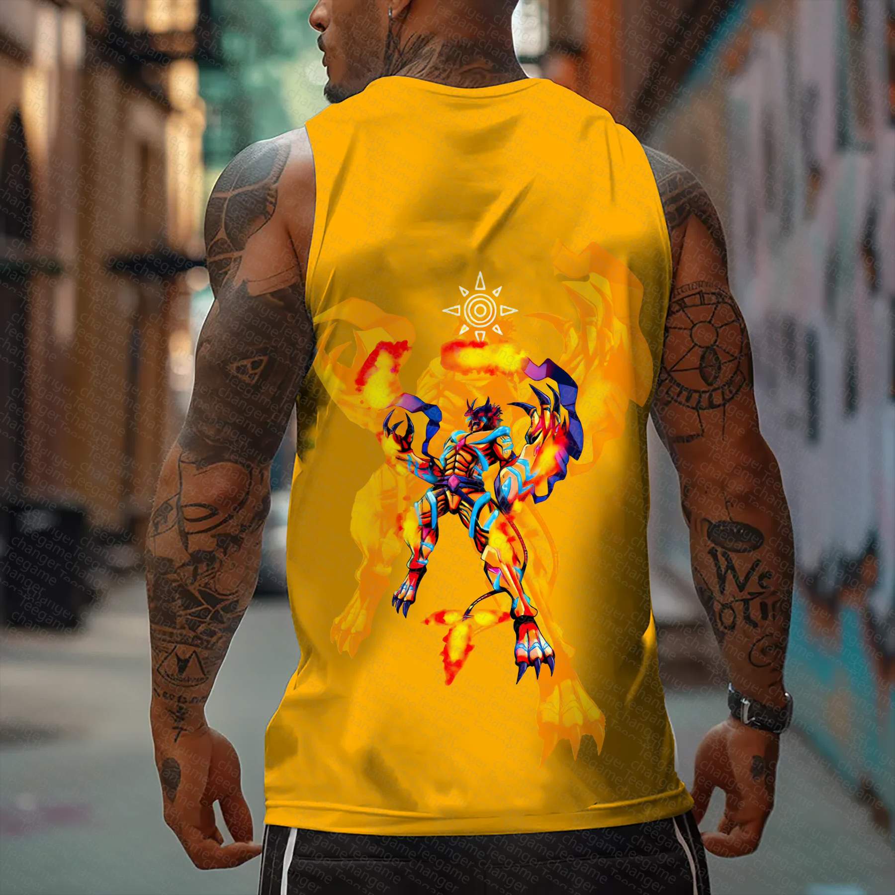 Oversized Anime Print Gym Tank Top