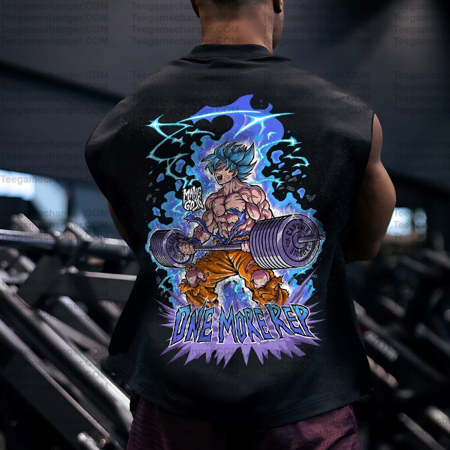 Oversized Anime Print Gym Tank Top