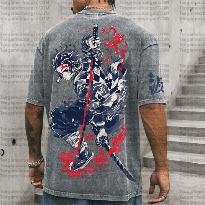 Vintage 3D Direct Inkjet Printed Washed Unisex T-Shirt