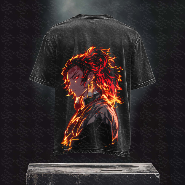 Unisex High Quality Inspired Vintage Washed 3D Direct Injection T-Shirt