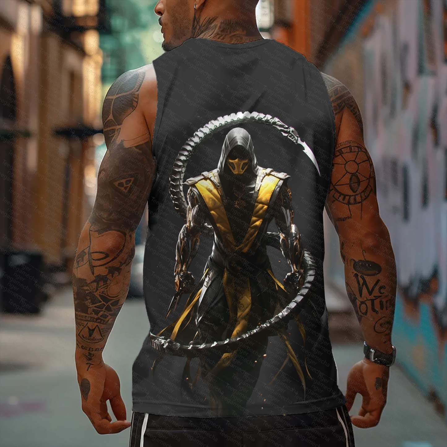 Oversized Anime Print Gym Tank Top