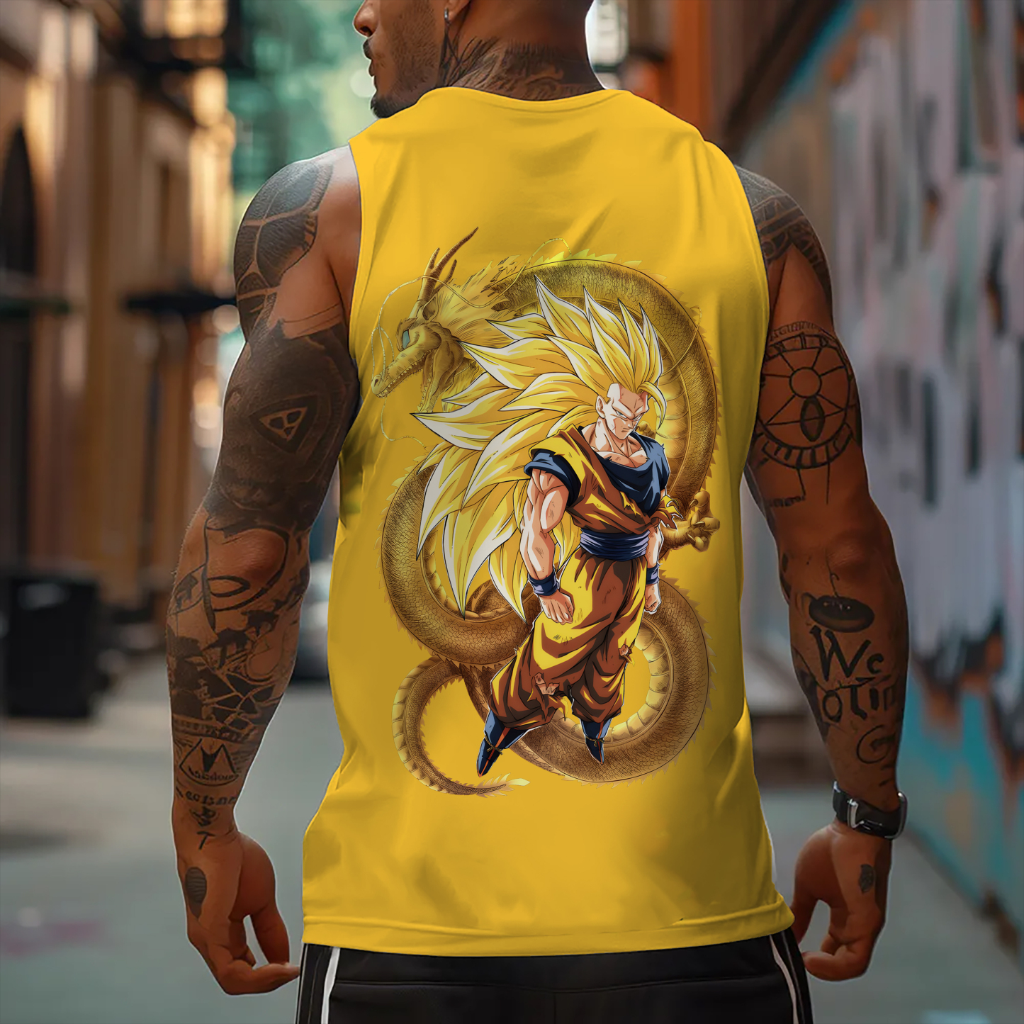 Oversized Anime Print Gym Tank Top