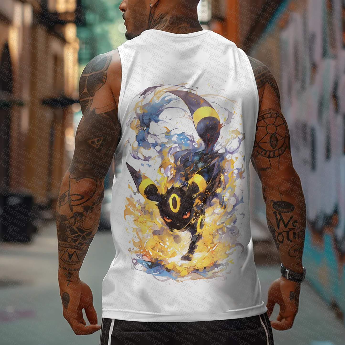 Oversized Anime Print Gym Tank Top