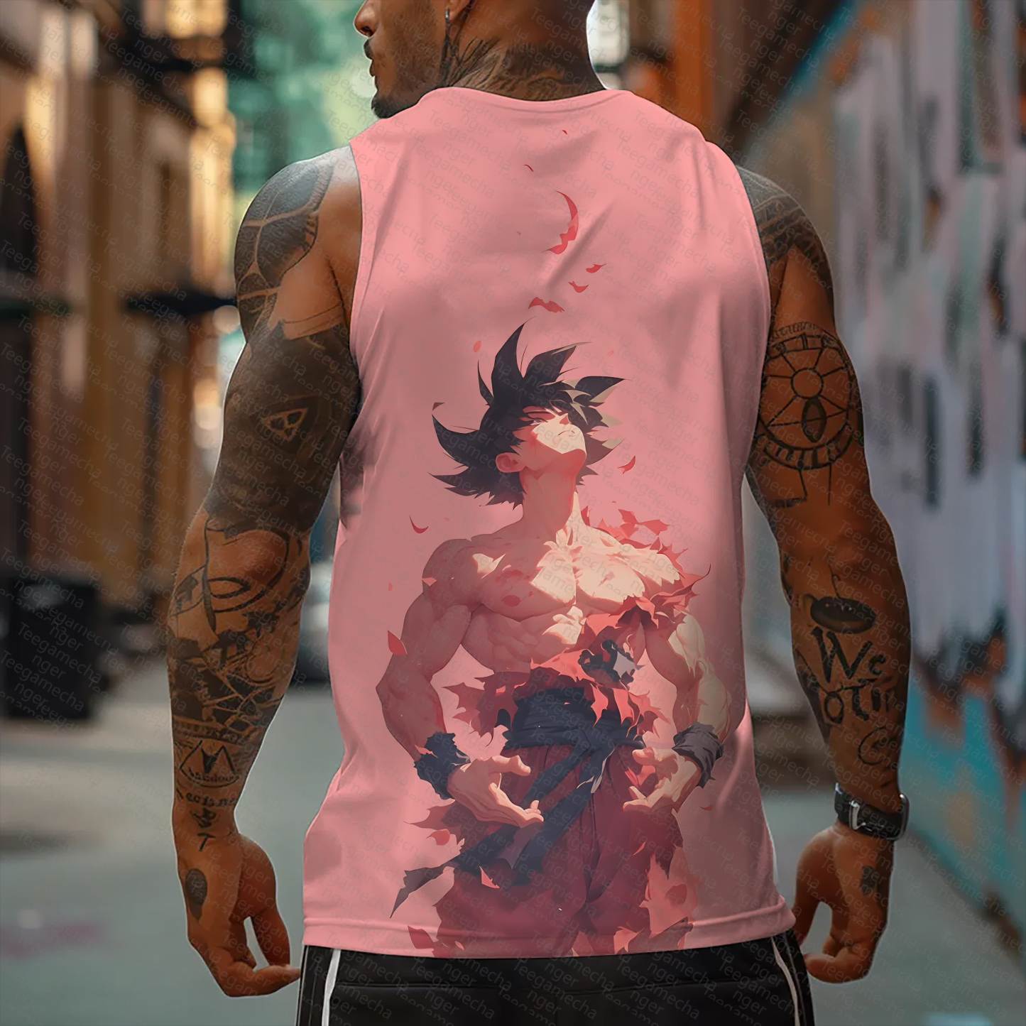 Oversized Anime Print Gym Tank Top