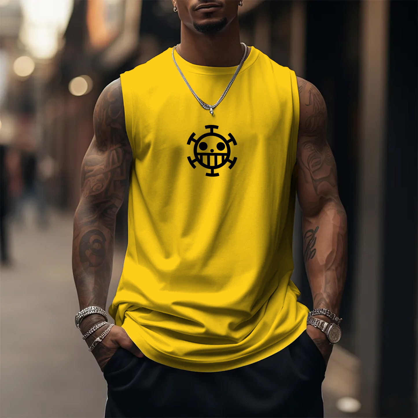 Oversized Anime Print Gym Tank Top