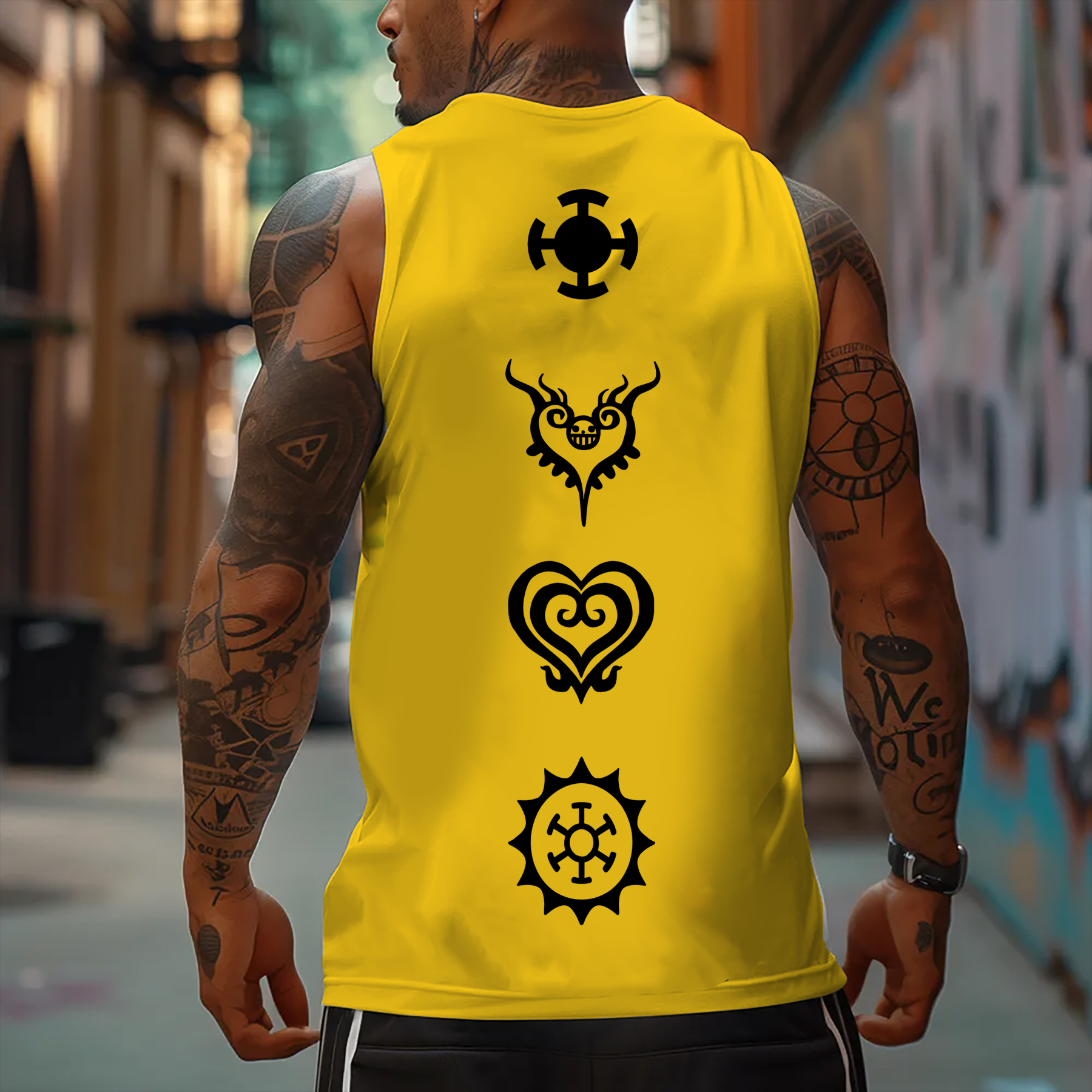 Oversized Anime Print Gym Tank Top