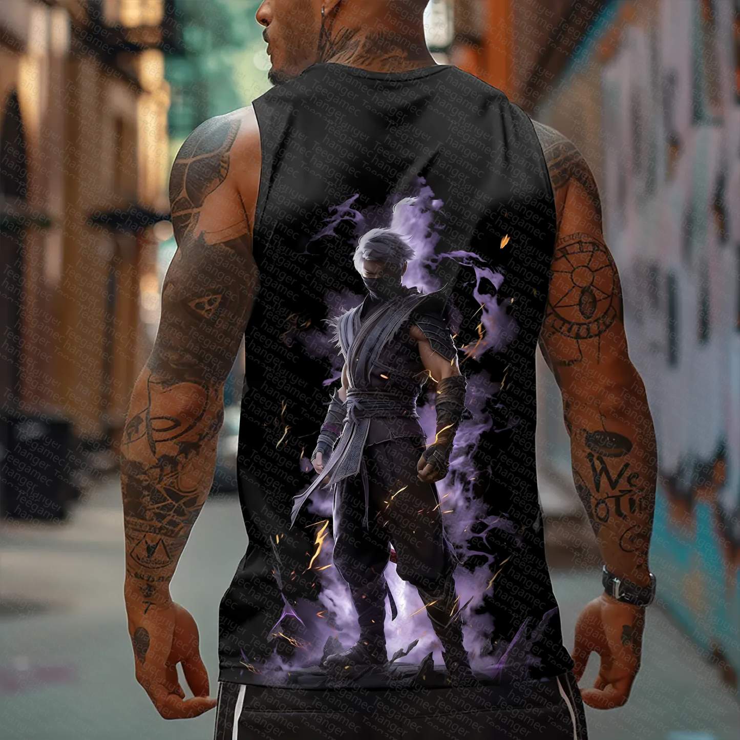 Oversized Anime Print Gym Tank Top