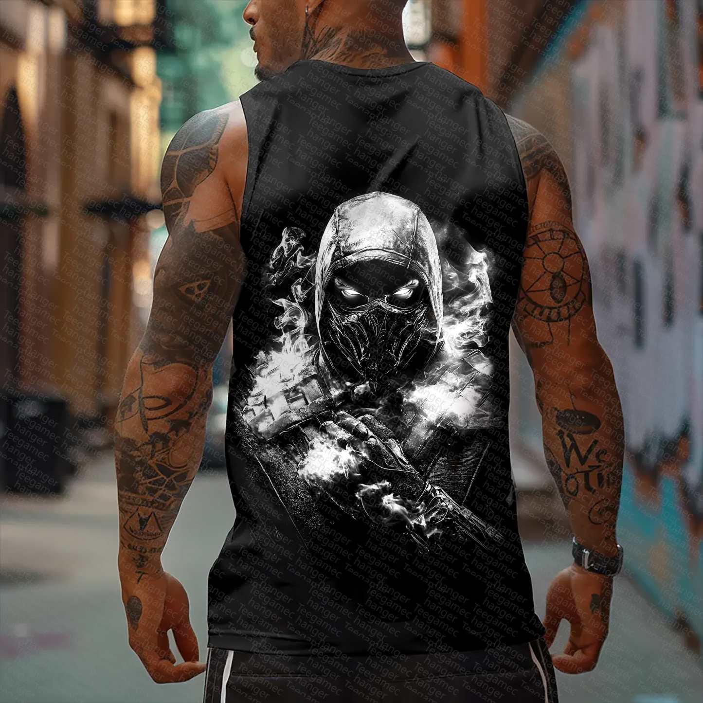 Oversized Anime Print Gym Tank Top