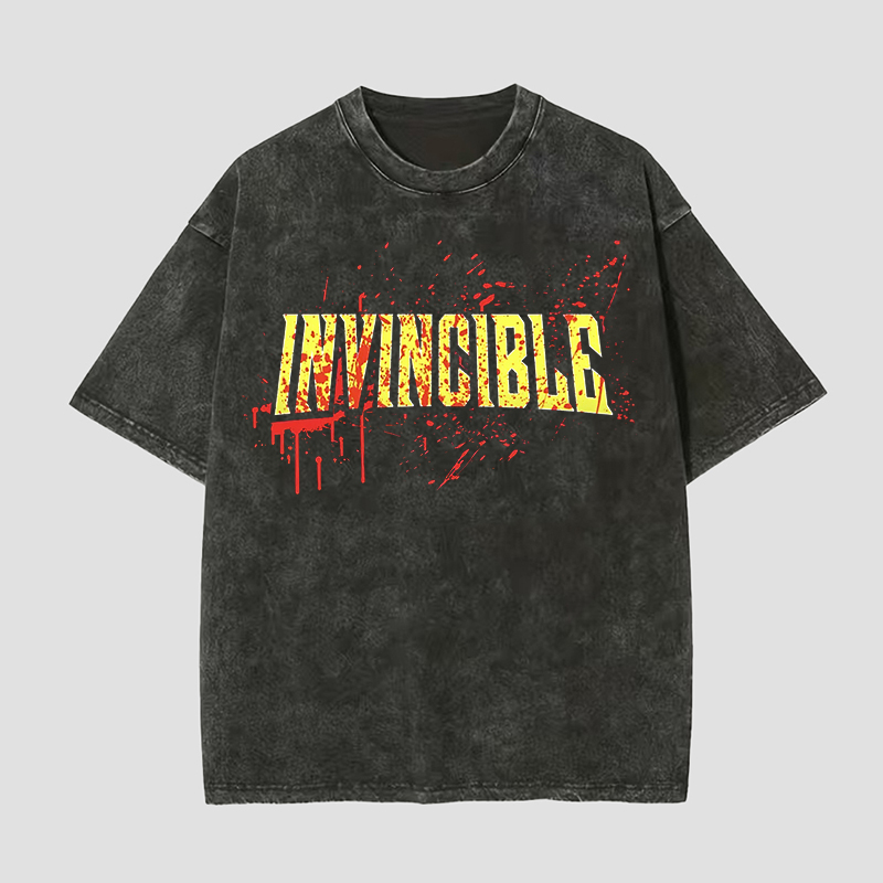 Invincible Printed Unisex Washed T-Shirt