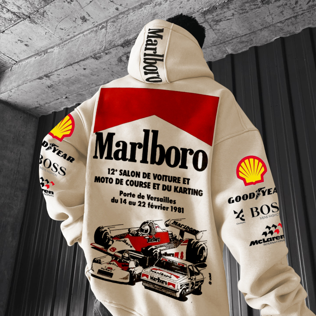 Stylish Racing Print Oversized Hoodie