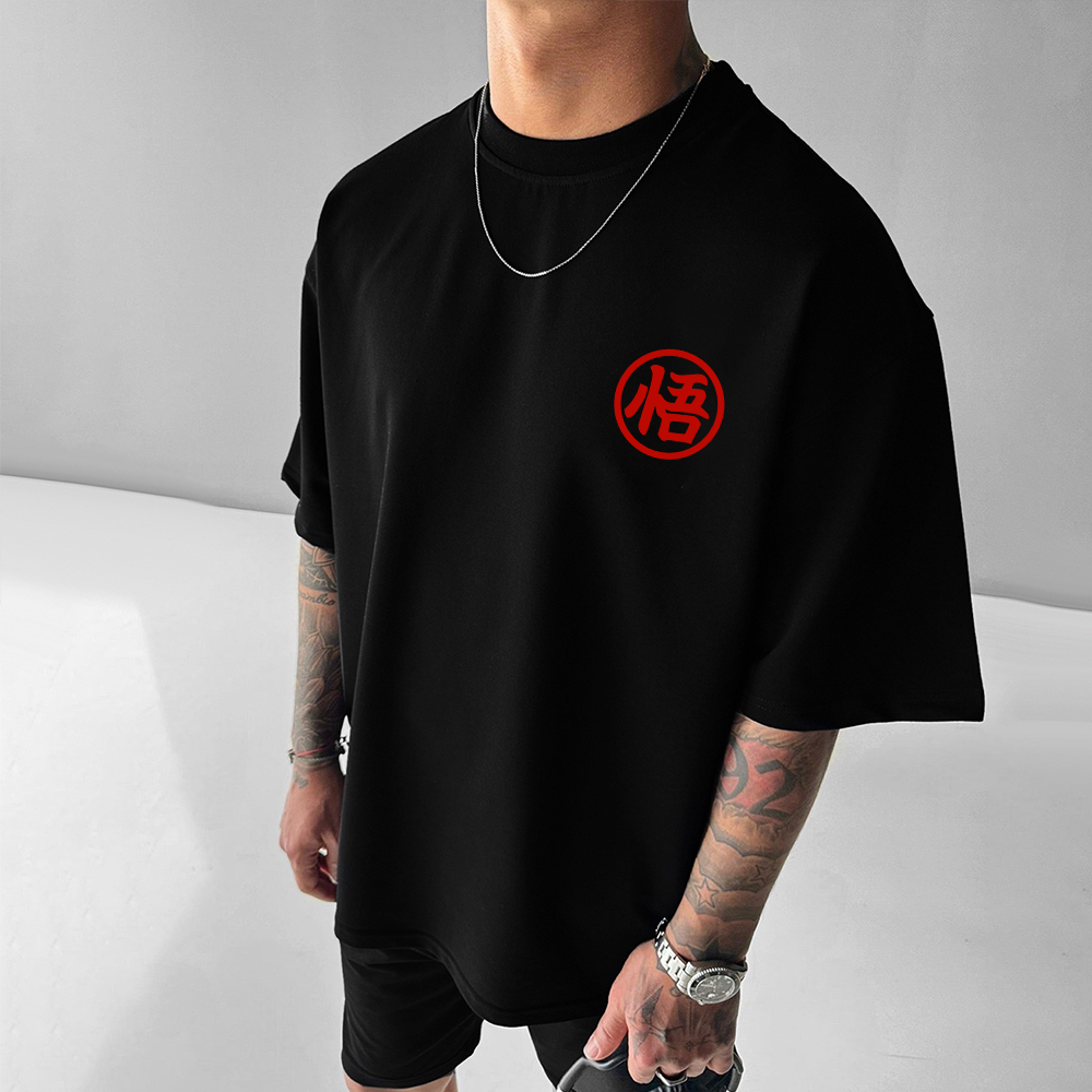 Oversized casual Dragon Ball anime personalized silhouette print T-shirt
