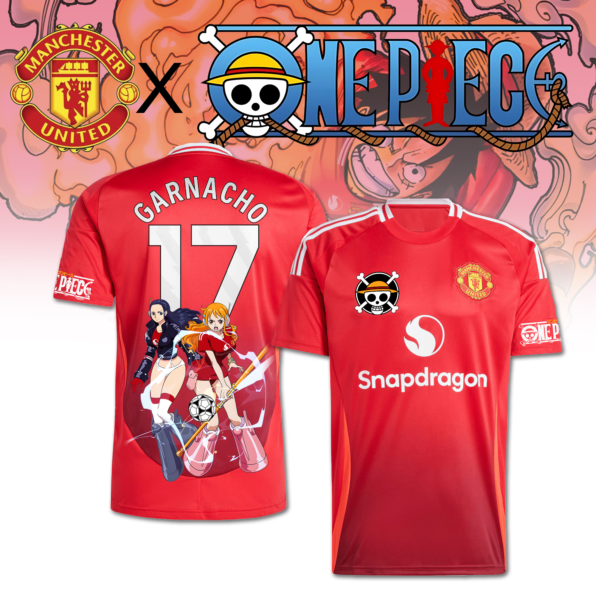 Unisex Retro T-shirt | Manchester United x One Piece