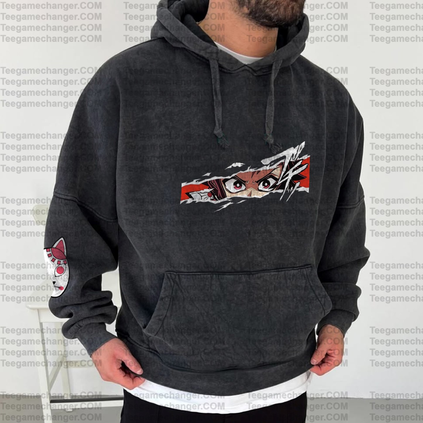 Vintage 3D Direct-Inkling Print Washed Unisex Hoodie