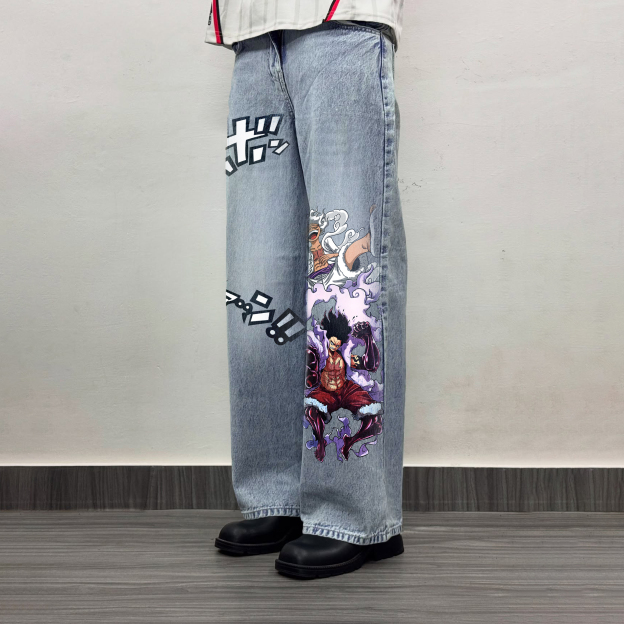 Unisex Anime Loose Straight Jeans