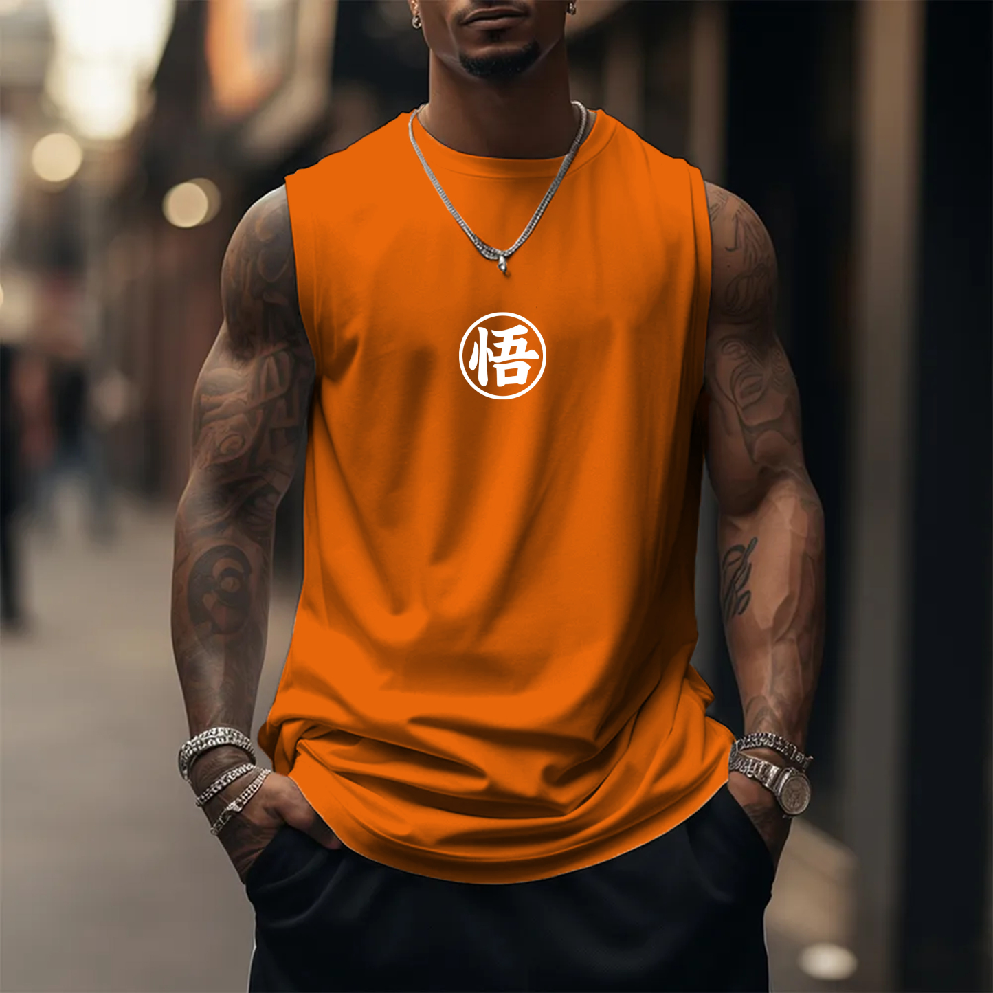 Oversized Anime Print Gym Tank Top