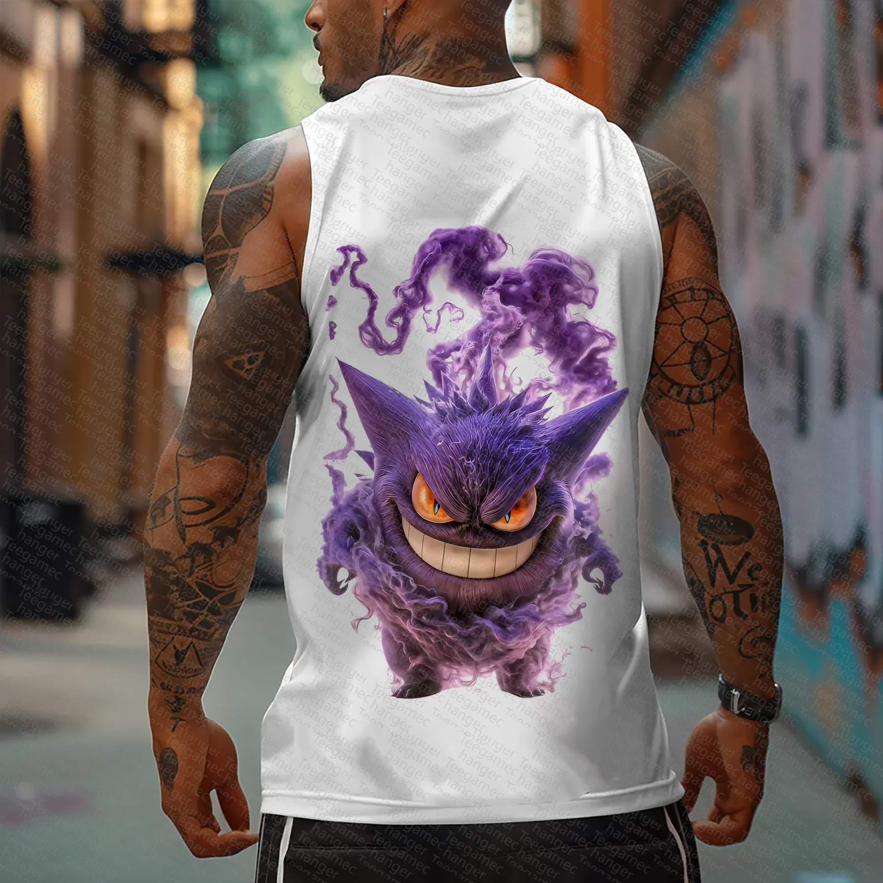 Oversized Anime Print Gym Tank Top