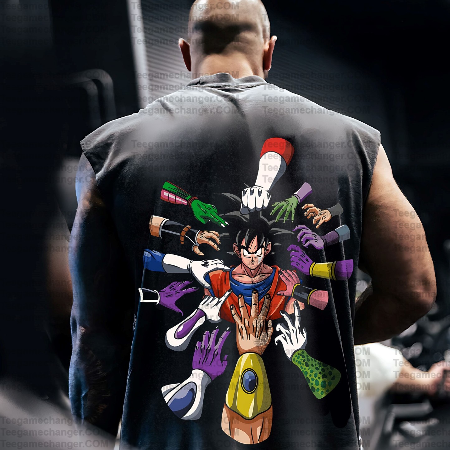Oversized Anime Print Gym Tank Top