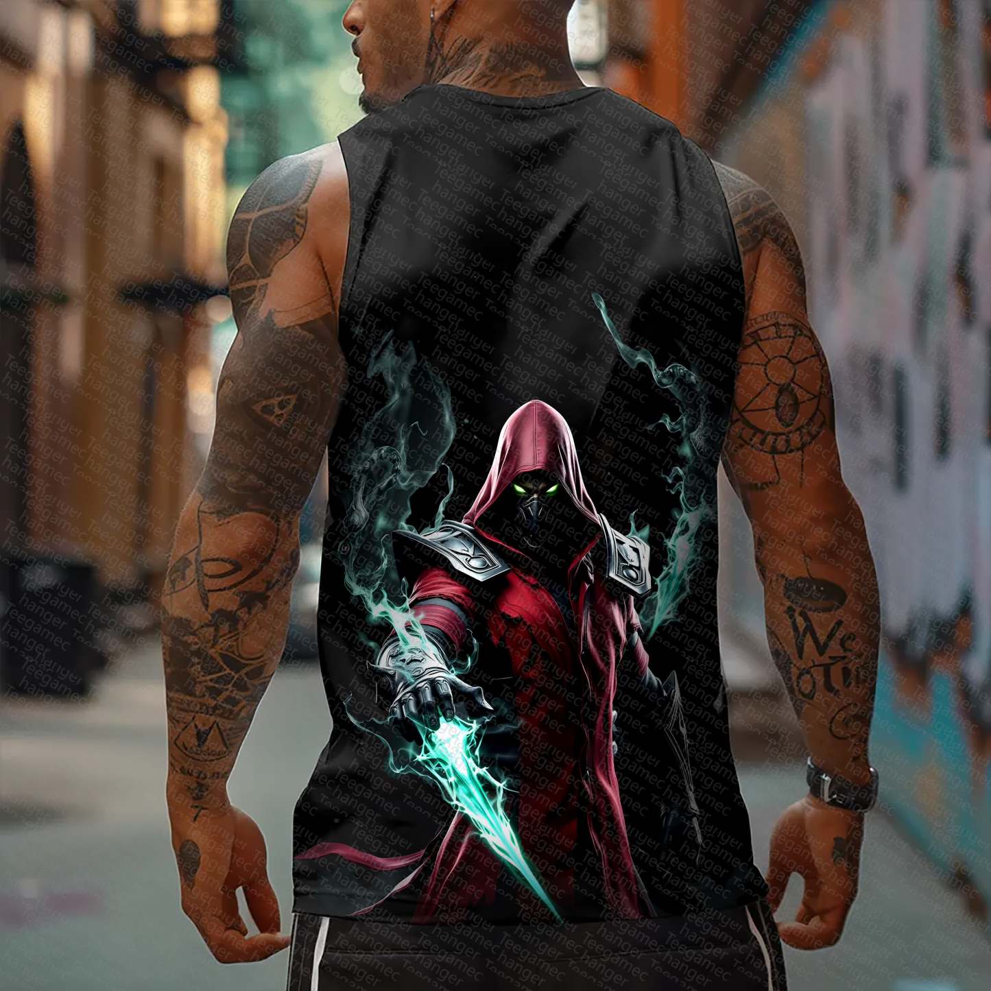 Oversized Anime Print Gym Tank Top