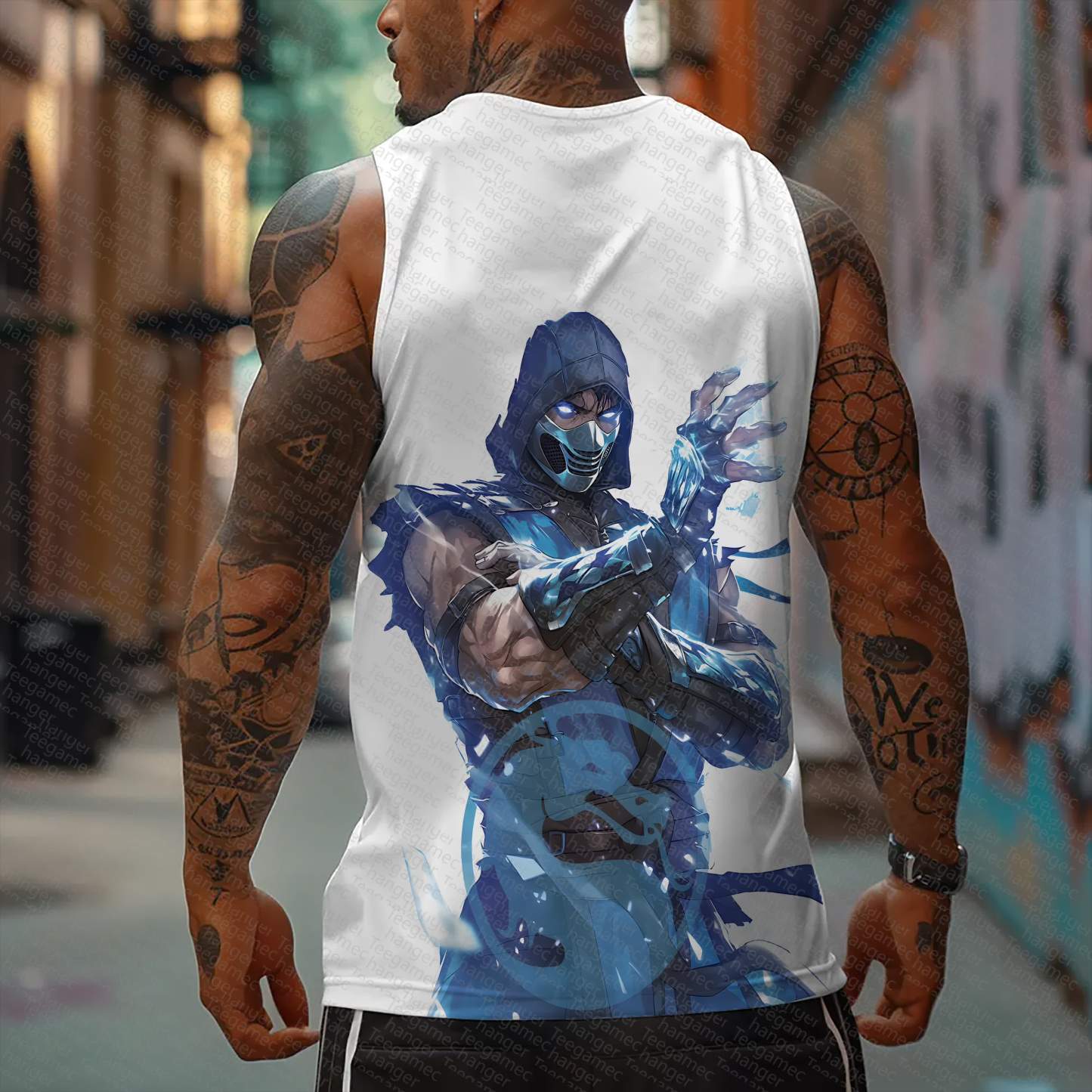Oversized Anime Print Gym Tank Top