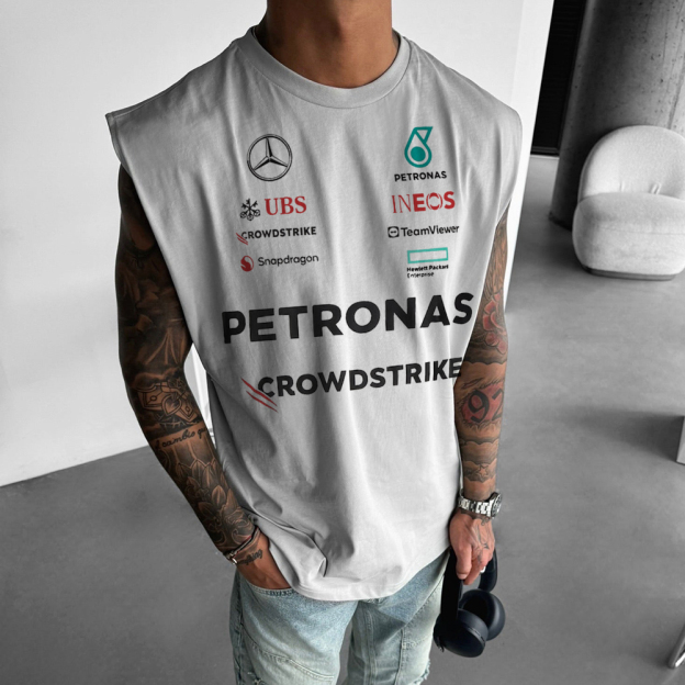 Oversized Unisex Racing Print Sleeveless Tee