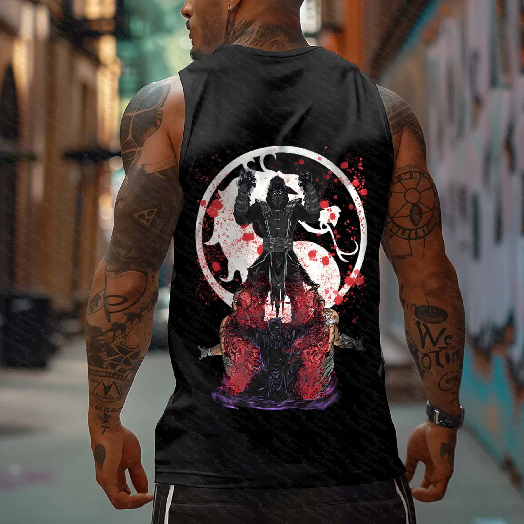 Oversized Anime Print Gym Tank Top