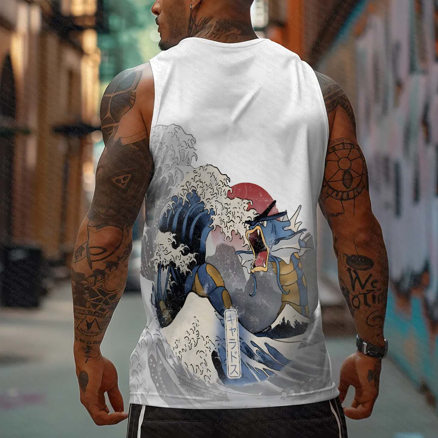 Oversized Anime Print Gym Tank Top