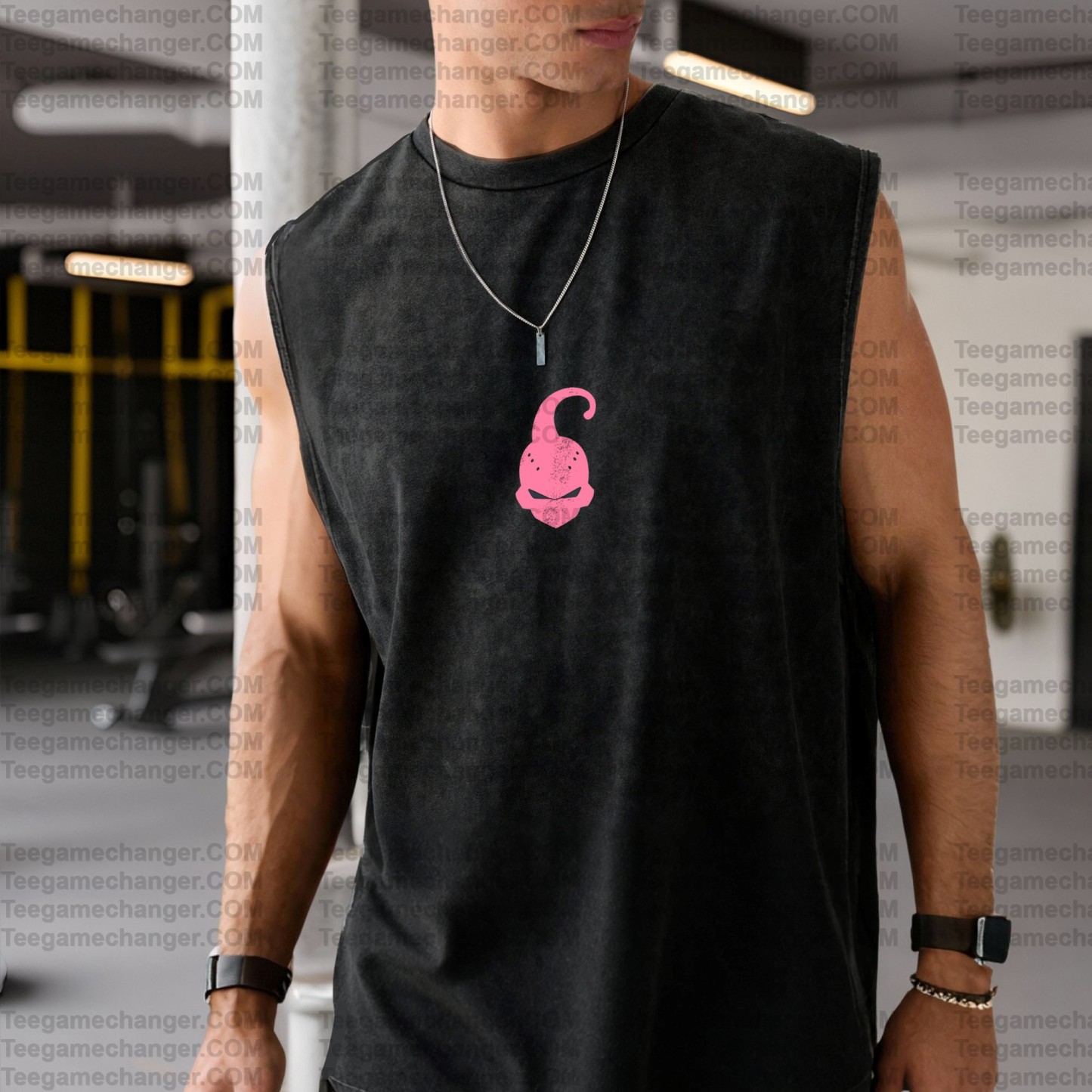 Oversized Anime Print Gym Tank Top