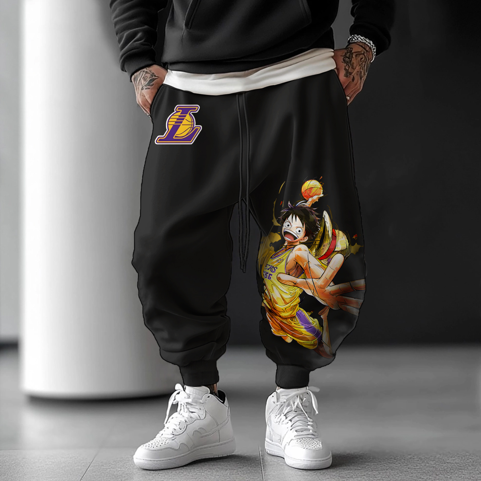 Unisex Vintage Pants| Lakers X One Piece Pants